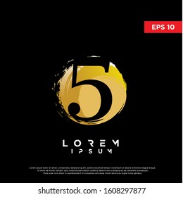 luxury initial number 5 round brush logo. modern icon, template design