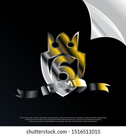 luxury initial number 6 inside crown emblem icon, modern template logo design