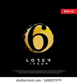 luxury initial number 6 round brush logo. modern icon, template design