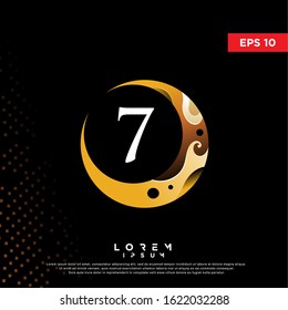 luxury initial number 7 crescent moon logo. modern icon, template design