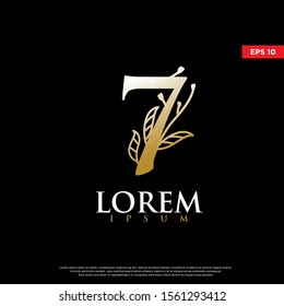 luxury initial number 7 floral logo. modern icon, template design