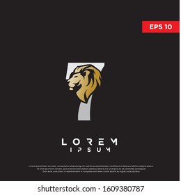 luxury initial number 7 lion logo. modern icon, template design
