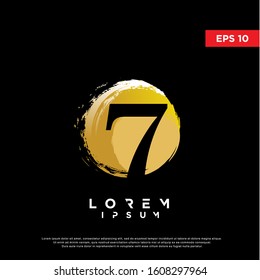 luxury initial number 7 round brush logo. modern icon, template design
