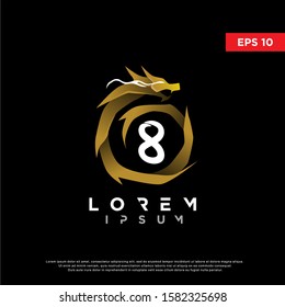 luxury initial number 8 dragon logo. modern icon, template design