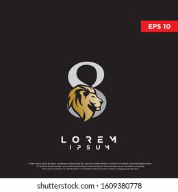 luxury initial number 8 lion logo. modern icon, template design