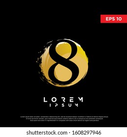 luxury initial number 8 round brush logo. modern icon, template design