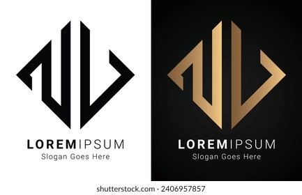 Luxury Initial NV or VN Monogram Text Letter Logo Design