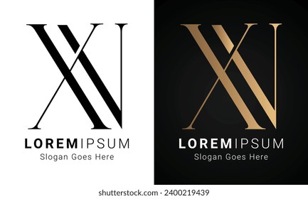 Luxury Initial NX or XN Monogram Text Letter Logo Design