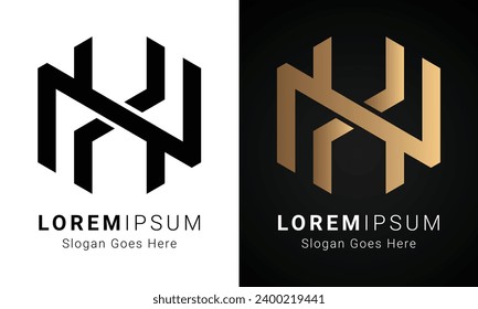 Luxury Initial NX or XN Monogram Text Letter Logo Design