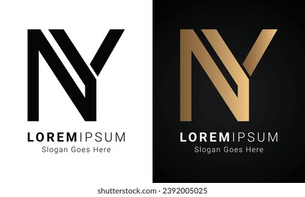 Luxury Initial NY or YN Monogram Text Letter Logo Design
