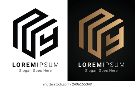 Luxury Initial NY or YN Monogram Text Letter Logo Design