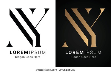 Luxury Initial NY or YN Monogram Text Letter Logo Design