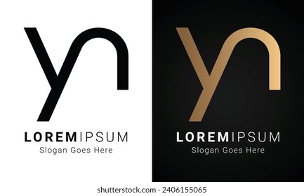 Luxury Initial NY or YN Monogram Text Letter Logo Design