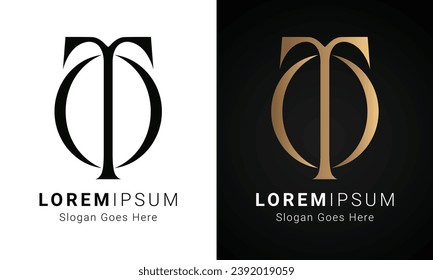Luxury Initial TO or OT Monogram Text Letter Logo Design