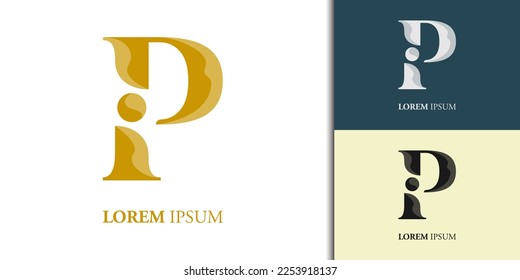 Luxury initial P iP Pi  logo design template