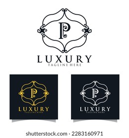 Luxury initial P Logo template for Restaurant Royalty Boutique Cafe Hotel Heraldic Jewelry etc