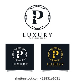 Luxury initial P Logo template for Restaurant Royalty Boutique Cafe Hotel Heraldic Jewelry etc