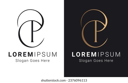 Luxury Initial PC or CP Monogram Text Letter Logo Design