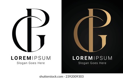 Luxury Initial PG or GP Monogram Text Letter Logo Design