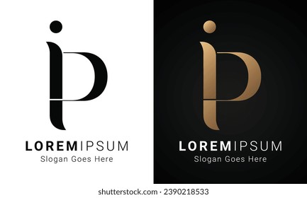 Luxury Initial PI or IP Monogram Text Letter Logo Design
