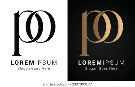 Luxury Initial PO or OP Monogram Text Letter Logo Design