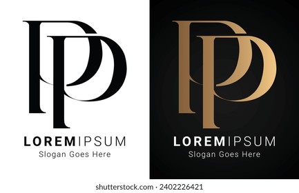 Luxury Initial PP Monogram Text Letter Logo Design