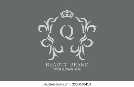 Luxury initial Q logo template for restaurant, royalty, boutique, cafe, hotel, heraldic, jewelry, fashion and other vector illustrations
