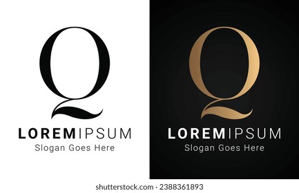 Luxury Initial Q Monogram Text Letter Logo Design