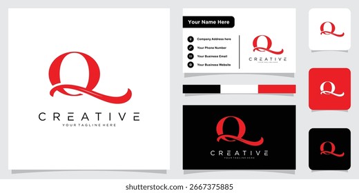 Luxo inicial Q Monograma Texto Letra Logo Design