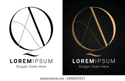 Luxury Initial QA or AQ Monogram Text Letter Logo Design