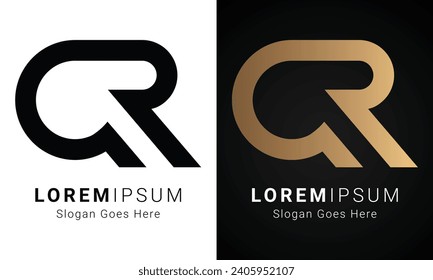 Luxury Initial QR or RQ Monogram Text Letter Logo Design