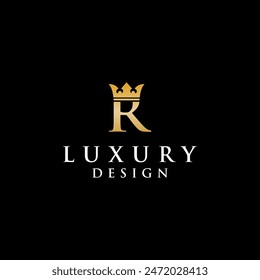 luxury initial R crown logo. king royal jewelry design vector 