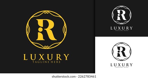 Luxury initial R iR Ri logo design template	
