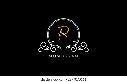 Luxuriöse erste R Logo Vorlage. Vektormonogramm für Restaurant, Königtum, Boutique, Cafe, Hotel, Heraldik, Schmuck, Mode und andere Vektorgrafiken