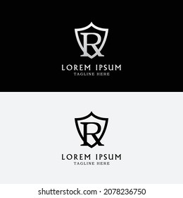 luxury  initial R shield company logo template  vector