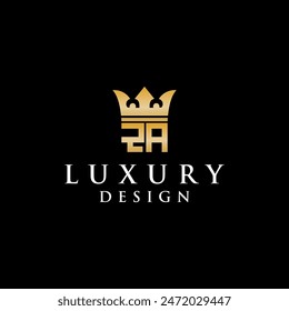 luxury initial RA crown logo. king royal jewelry design vector 