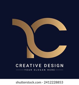 Luxury Initial RC or CR Monogram Text Letter Logo Design