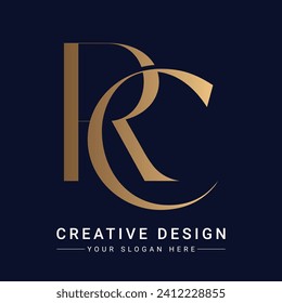 Luxury Initial RC or CR Monogram Text Letter Logo Design