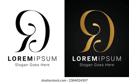 Luxury Initial RD or DR Monogram Text Letter Logo Design