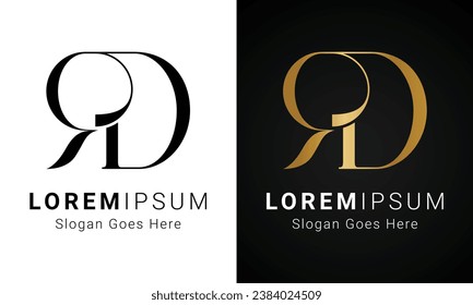 Luxury Initial RD or DR Monogram Text Letter Logo Design