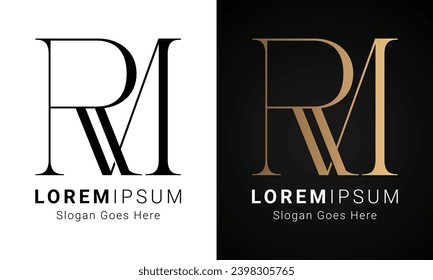 Luxury Initial RM or MR Monogram Text Letter Logo Design