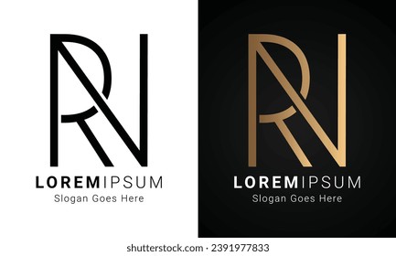 Luxury Initial RN or NR Monogram Text Letter Logo Design