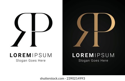 Luxury Initial RP or PR Monogram Text Letter Logo Design