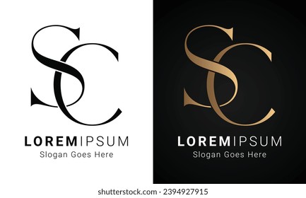 Luxury Initial SC or CS Monogram Text Letter Logo Design