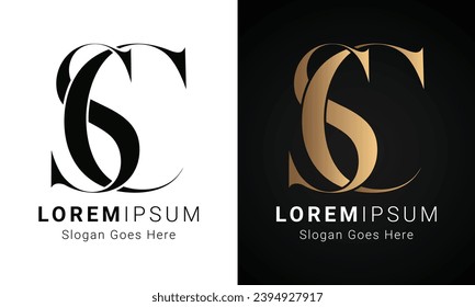 Luxury Initial SC or CS Monogram Text Letter Logo Design