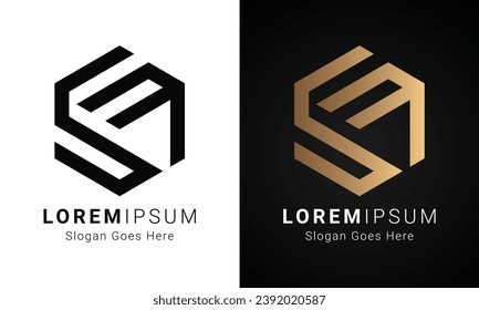 Luxury Initial SF or FS Monogram Text Letter Logo Design