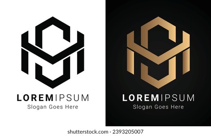 Luxury Initial SH or HS Monogram Text Letter Logo Design