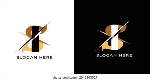 Diseño inicial del logotipo de la letra del texto del monograma del SI o del IS de lujo, monograma mínimo creativo del SI IS. monograma abstracto del logotipo del Vector. 