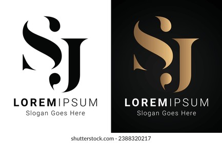 Luxury Initial SJ or JS Monogram Text Letter Logo Design