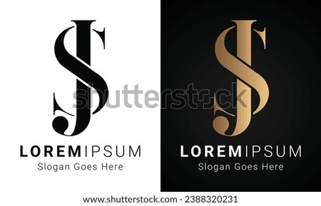 Luxury Initial SJ or JS Monogram Text Letter Logo Design